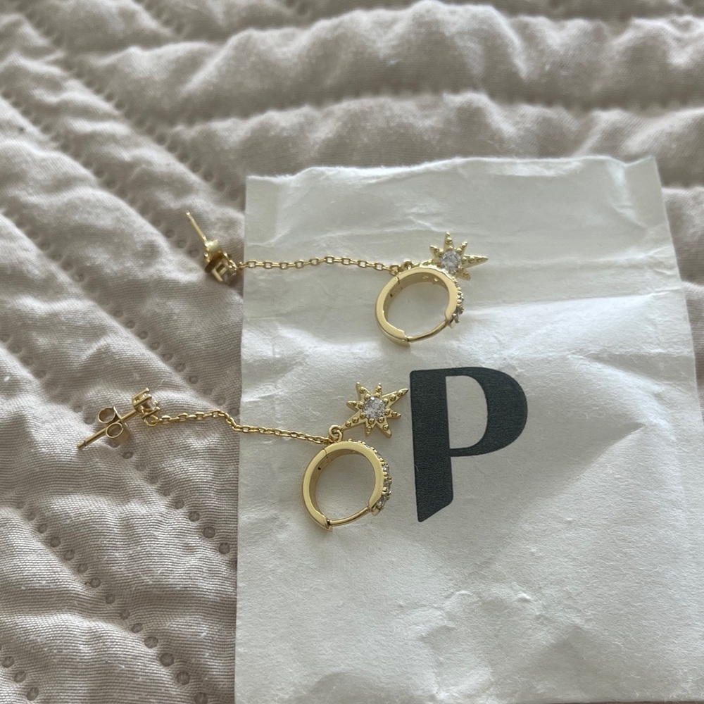 Gold Star Drop Earrings